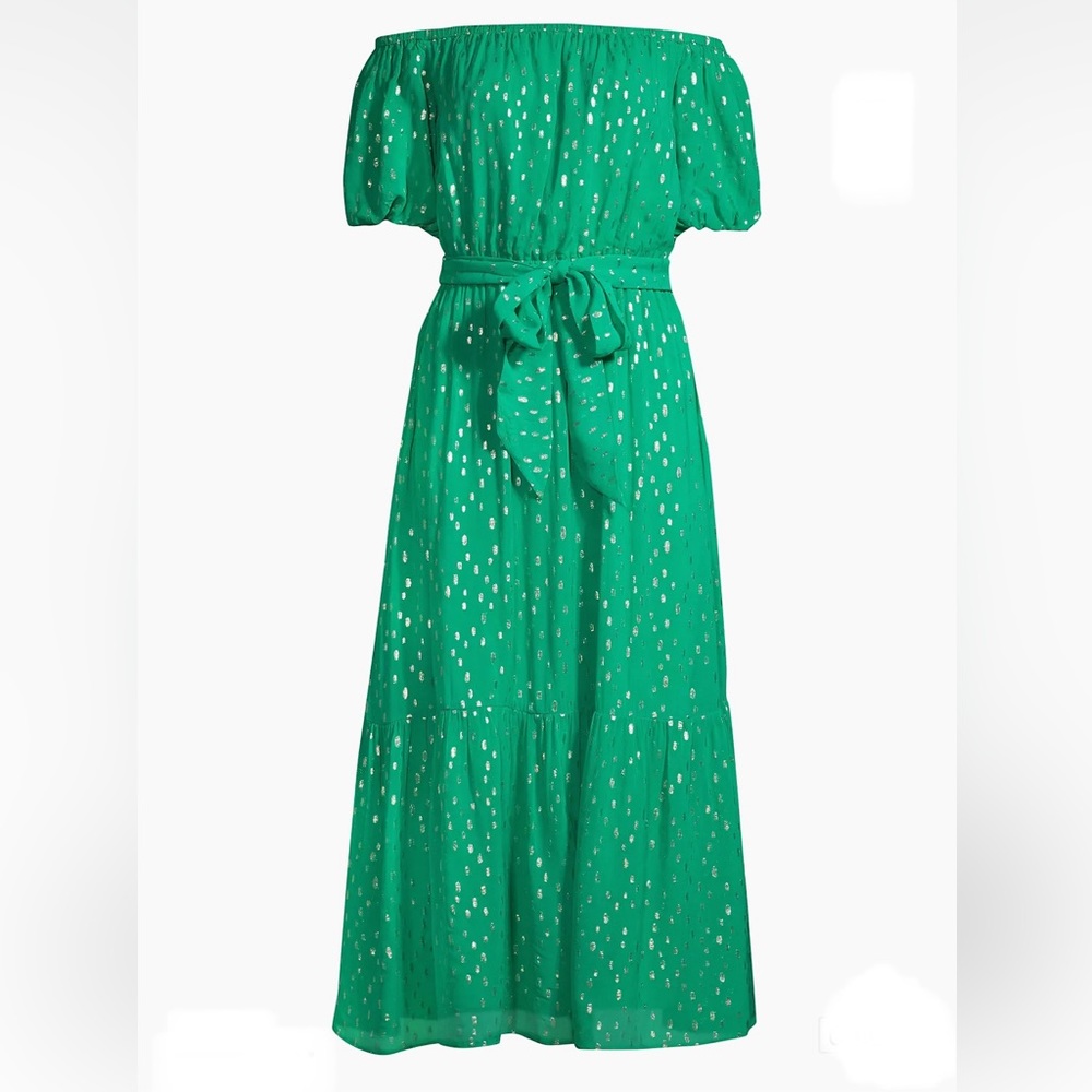 Lilly Pulitzer Tamie green Off-The-Shoulder Midi-Dress